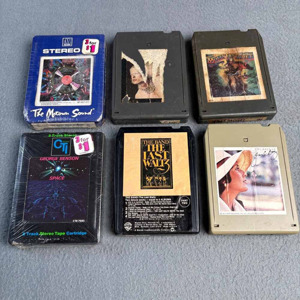 Vintage 8 Track Tape Lot 6pc The Band George Benson Joan Baez Molly Hatchet